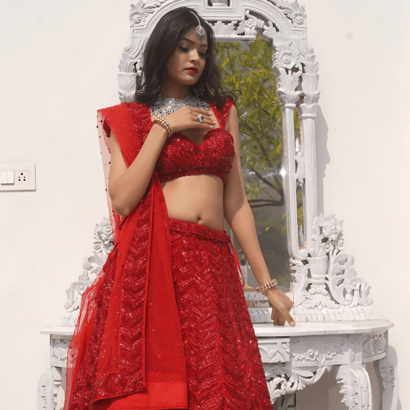 Red Lehenga - Image 4