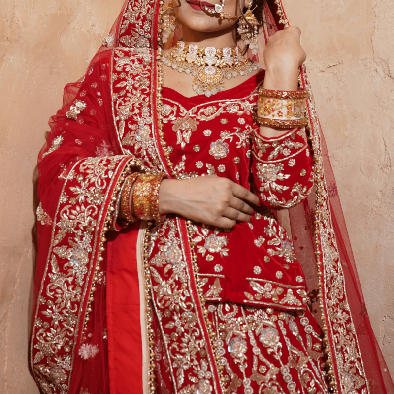 Red Royalty Lehenga - Image 3