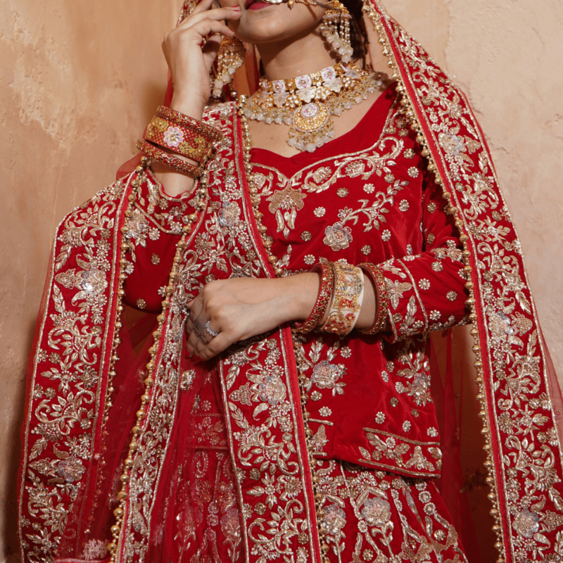 Red Royalty Lehenga - Image 4