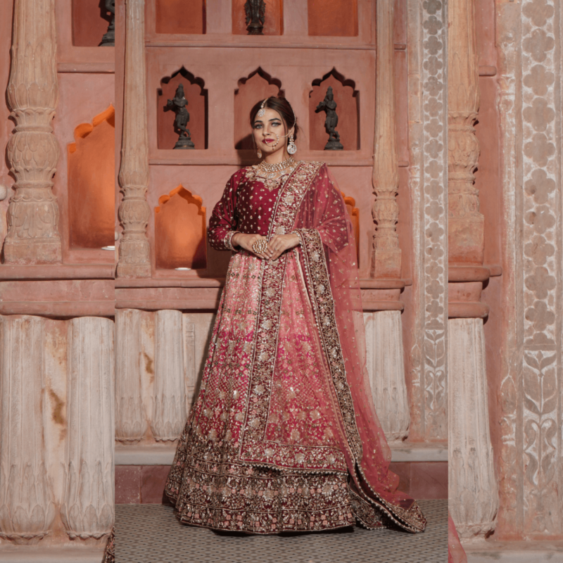 Crimson Blossom Lehenga