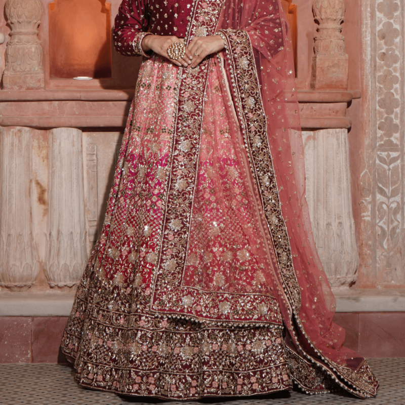 Crimson Blossom Lehenga - Image 3