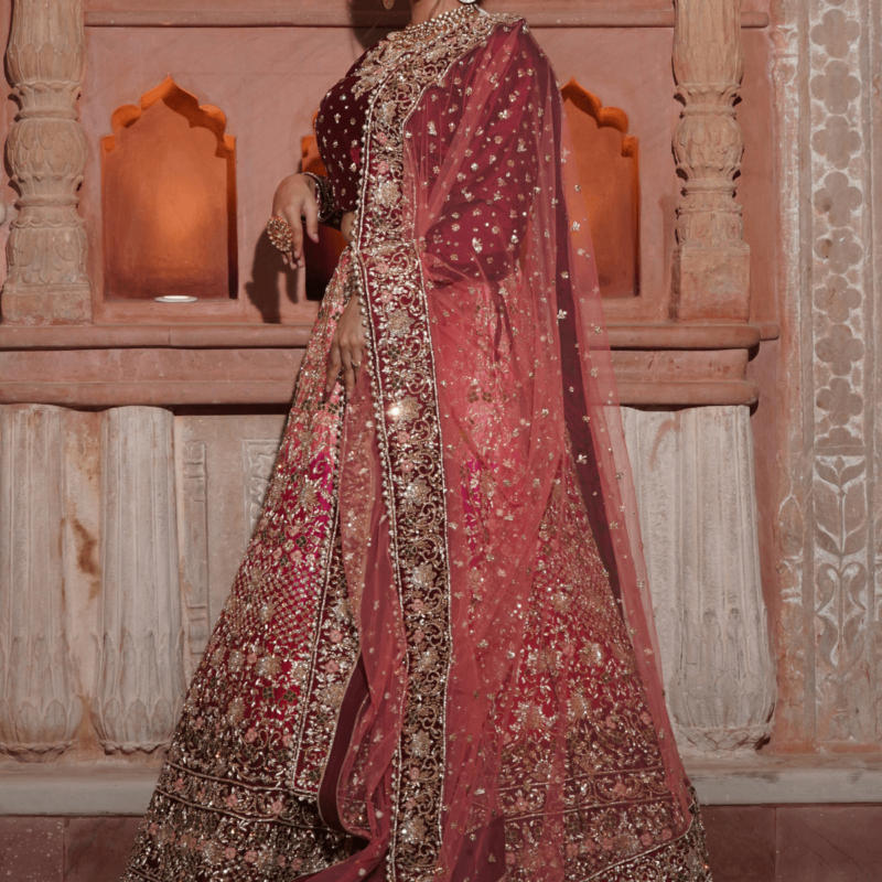 Crimson Blossom Lehenga - Image 4