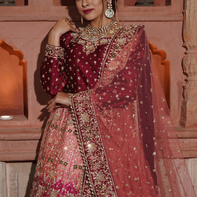 Crimson Blossom Lehenga - Image 5