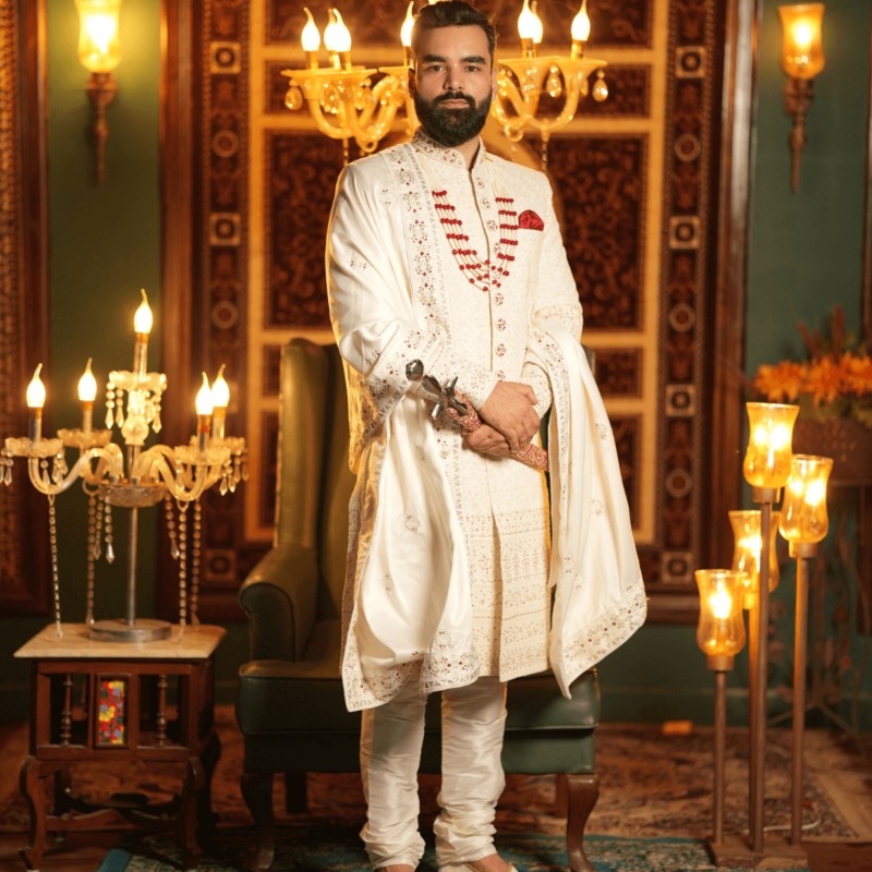 Royal cream Men’s Sherwani - Image 4