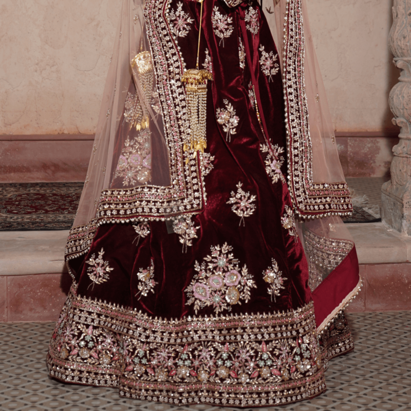 Maroon Blossom Royale Lehenga - Image 3