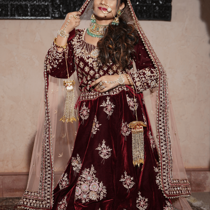 Maroon Blossom Royale Lehenga - Image 4