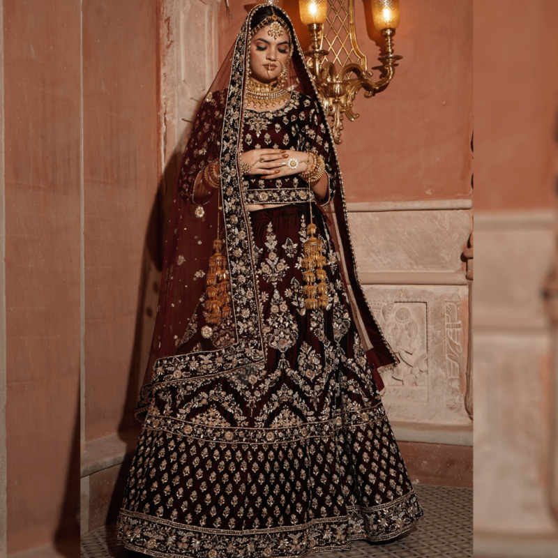 Dark Meroon Lehenga