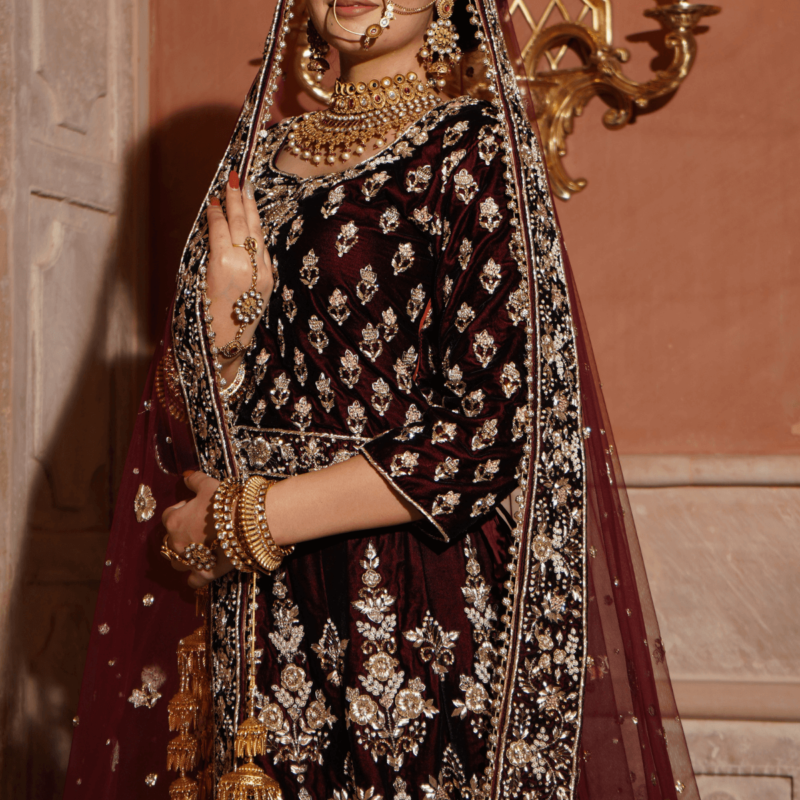 Dark Meroon Lehenga - Image 4